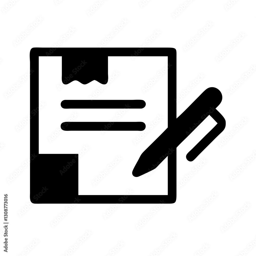 Package, form, document, pencil, order, delivery, record. Icon for order confirmation, shipping paperwork, or item tracking. Use on e-commerce, logistics, or business sites. Package, form, document, pencil, order, delivery, record. Icon for order confirmation, shipping paperwork, or item tracking. Use on e-commerce, logistics, or business sites.