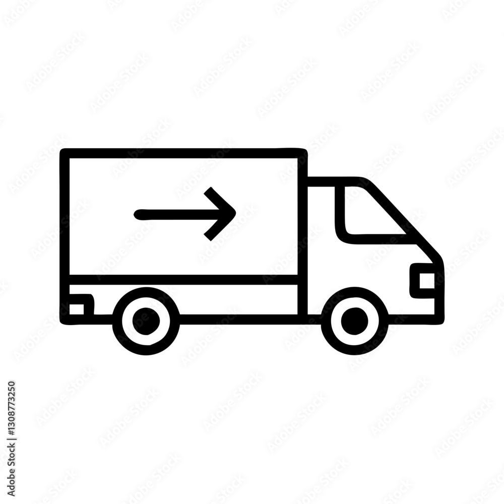 Delivery, truck, van, shipping, transport, arrow, direction. Icon for fast delivery, courier service, and moving goods. Use on e-commerce, logistics, or transportation sites. Delivery, truck, van, shipping, transport, arrow, direction. Icon for fast delivery, courier service, and moving goods. Use on e-commerce, logistics, or transportation sites.