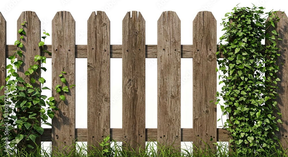 Rustic Wooden Fence with Vines and Grass Perfect for Garden Designs Rustic Wooden Fence with Vines and Grass Perfect for Garden Designs