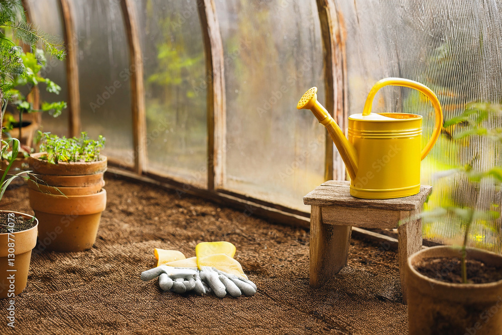 Naklejka premium Konewka w szklarni