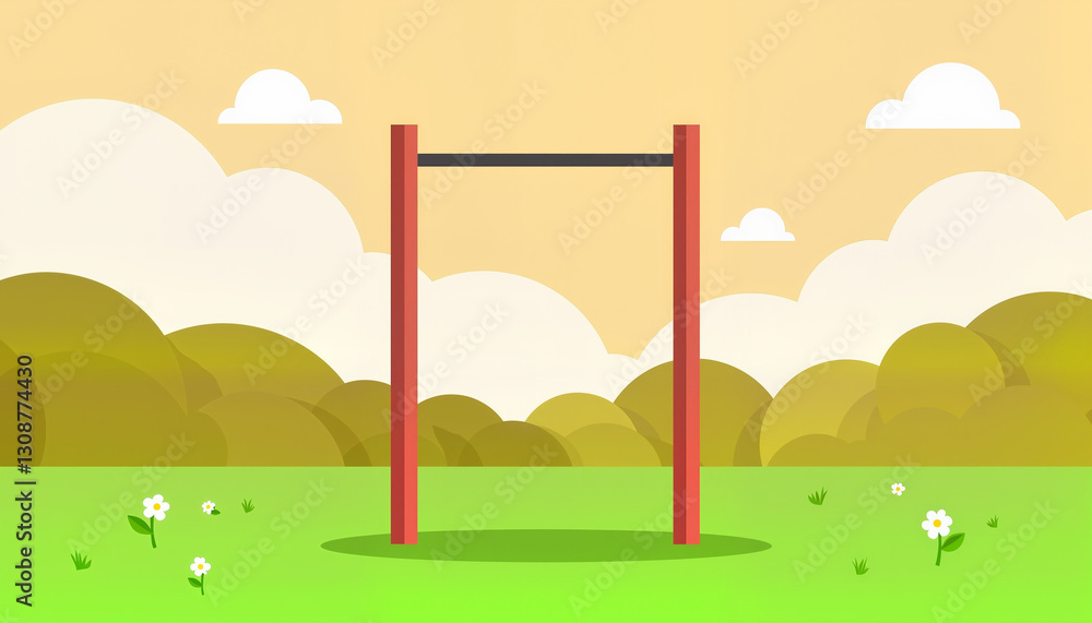 Fototapeta premium Minimalist illustration of a pull-up bar in a park
