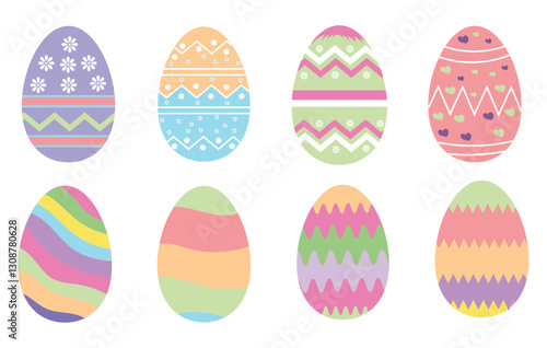 Set of colorful Easter egg with pattern for Easter Day Decoration Vector.