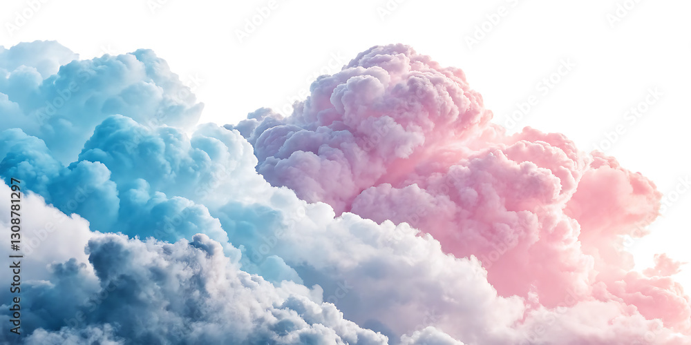 Fototapeta premium Pink and Blue Smoke Clouds – Isolated on White Background – Transparent PNG – AI Generated