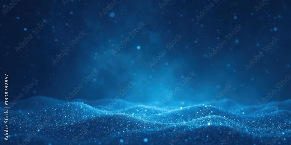 Fototapeta premium Abstract Blue Sparkling Landscape with Glimmering Particles and Subtle Depth