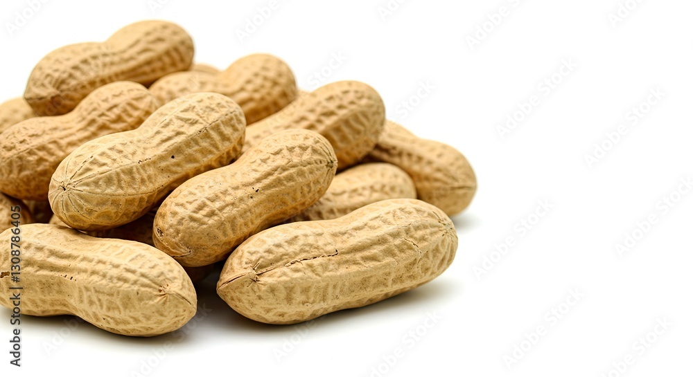 Pile of Unopened Peanuts in Shells Isolated on White Background Close Up Pile of Unopened Peanuts in Shells Isolated on White Background Close Up