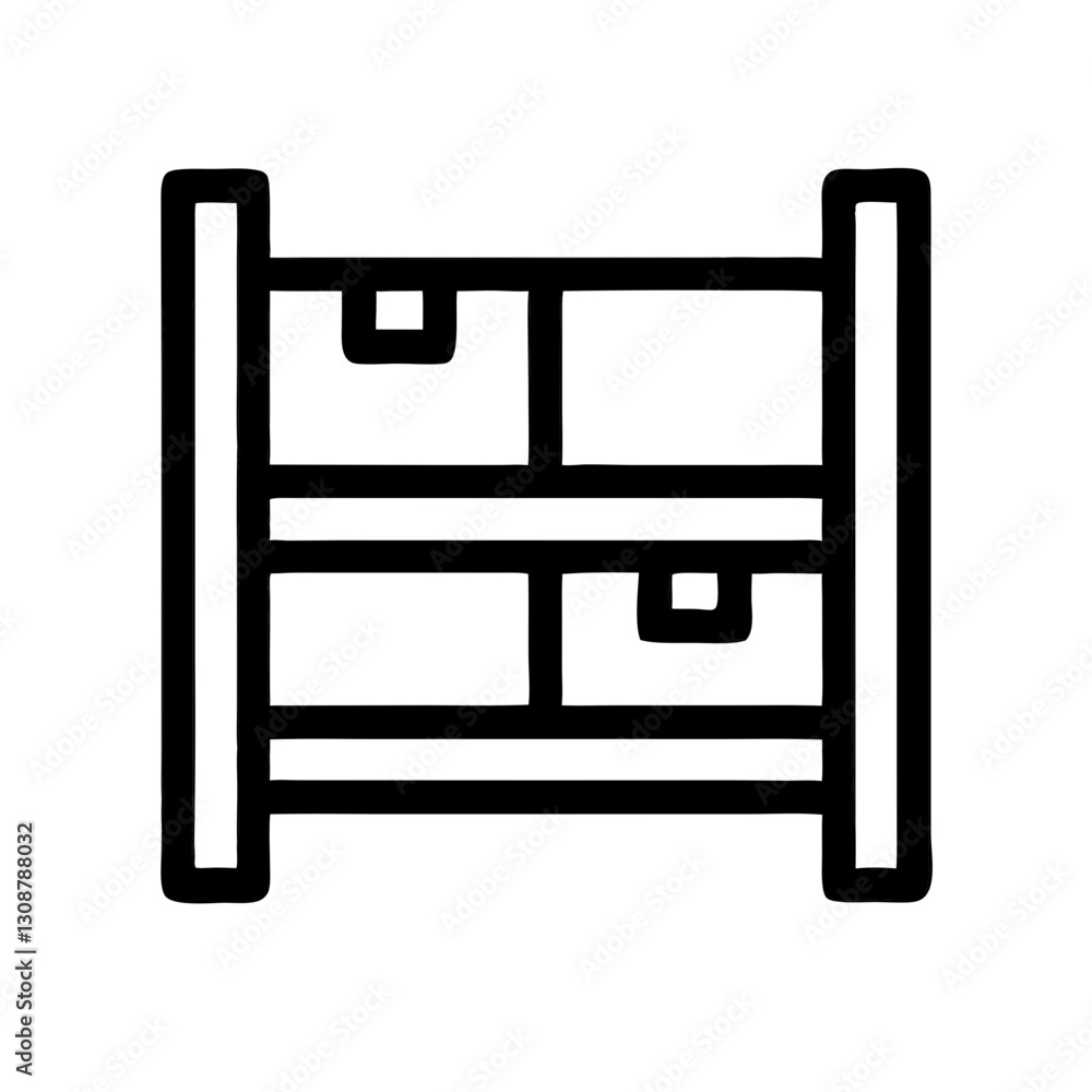 Rack and shelves with storage boxes,vector icon, simple, line art for websites and apps on the theme of logistics, organisation and inventory,UX/UI Rack and shelves with storage boxes,vector icon, simple, line art for websites and apps on the theme of logistics, organisation and inventory,UX/UI