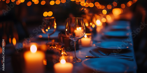 Charity Dinner Banquet with Long Candlelit Tables and Elegant Decor