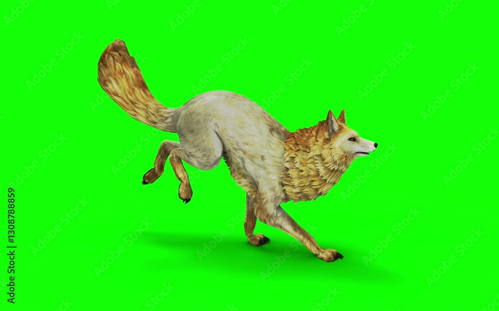 3d Illustration of Majestic Golden Fox Isolate on Green Screen. 3d Illustration of Majestic Golden Fox Isolate on Green Screen.