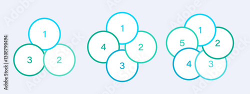 Pie chart template for 3, 4 and 5 steps
