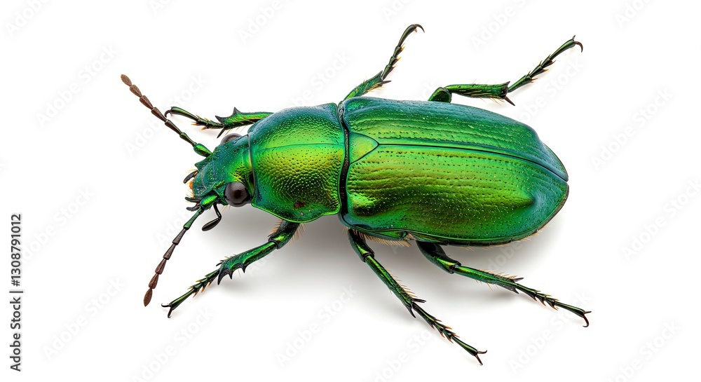 Green Beetle Close-up Isolated on White Background for Scientific Study Green Beetle Close-up Isolated on White Background for Scientific Study