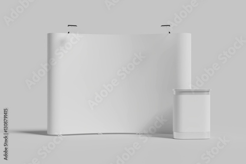 Wallpaper Mural Exhibition standing for mockup and Corporate identity,display.Empty booth Design.Retail booth design elements in Exhibition hall.Booth system of Graphic Resources.3d render. Torontodigital.ca