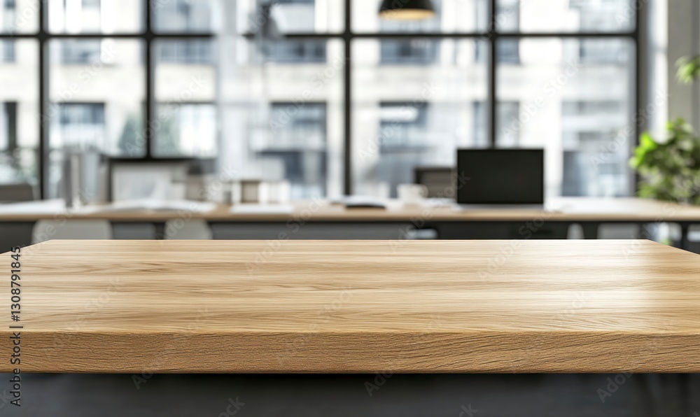 Displaying Product on Wooden Table in Modern Office Setting Background Displaying Product on Wooden Table in Modern Office Setting Background