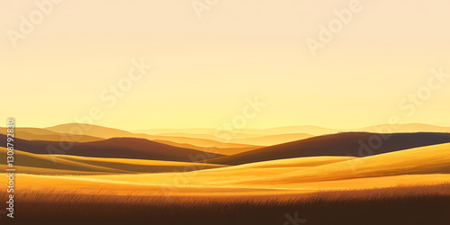 Pastoral illustration of golden wheat waves