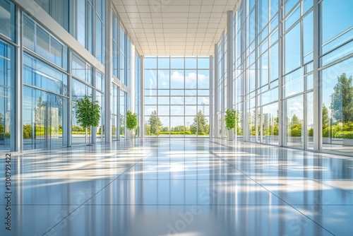 Bright and Modern Courthouse Lobby with Glass Walls and Natural Light