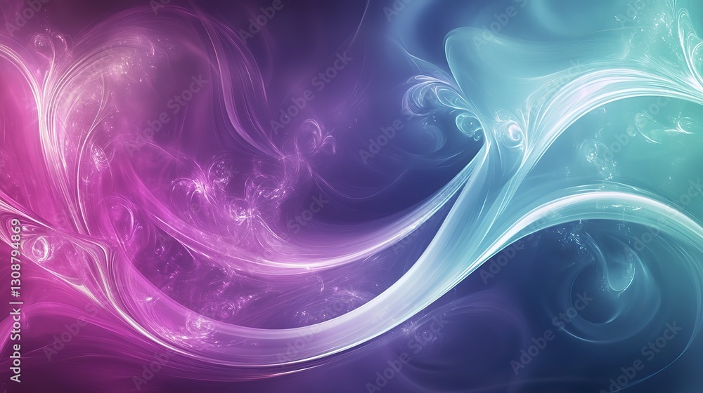 Fototapeta premium Bright teal and lavender abstract swirls, dynamic and energetic background