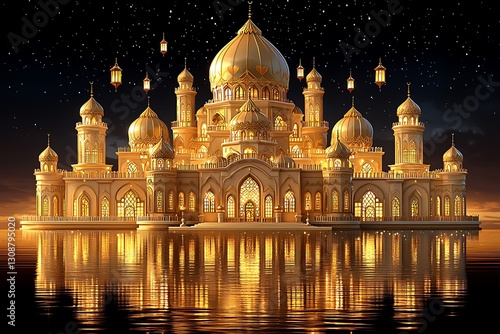 Golden Palace Night Reflection