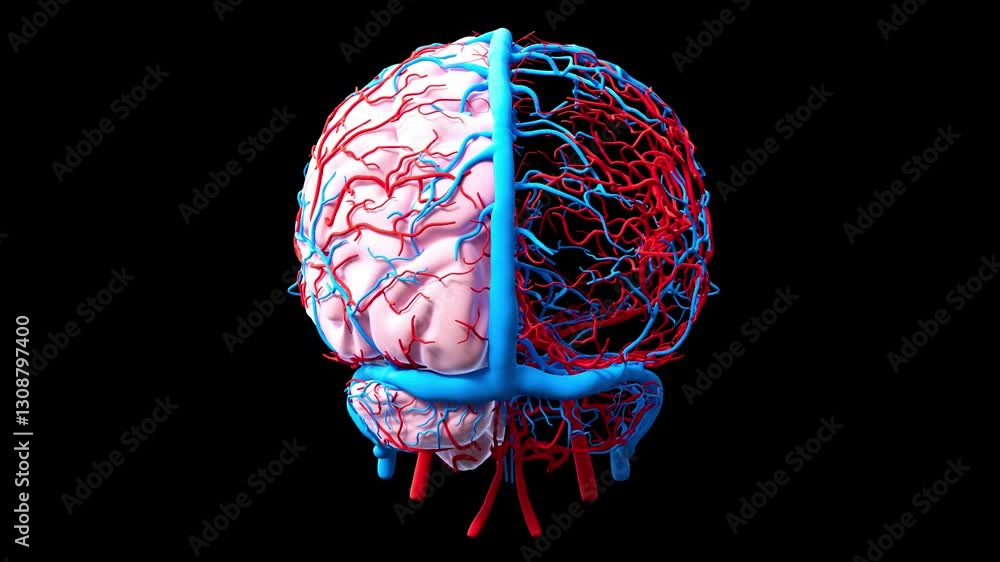 Human brain vasculature, animation
