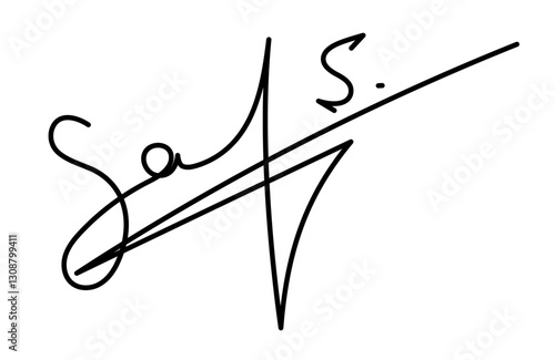 Stylish Black Signature. Fake autograph samples. Elegant Handwritten Autograph, Digital Ink Signature, Isolated on Transparent Background for examples of documents, certificates and contracts