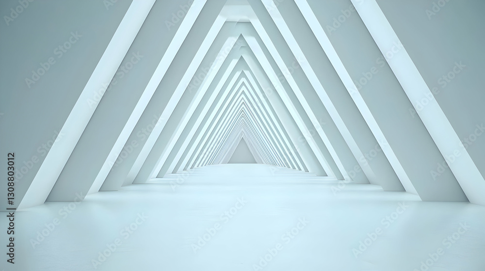 Fototapeta premium Minimalistic Interior Space with Triangular Architecture and Lighting