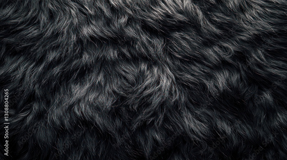 A close-up view of a soft, dark fur texture, showcasing its wavy and fluffy appearance. A close-up view of a soft, dark fur texture, showcasing its wavy and fluffy appearance.