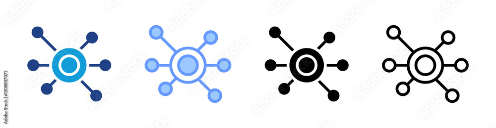Network icon set multiple style collection