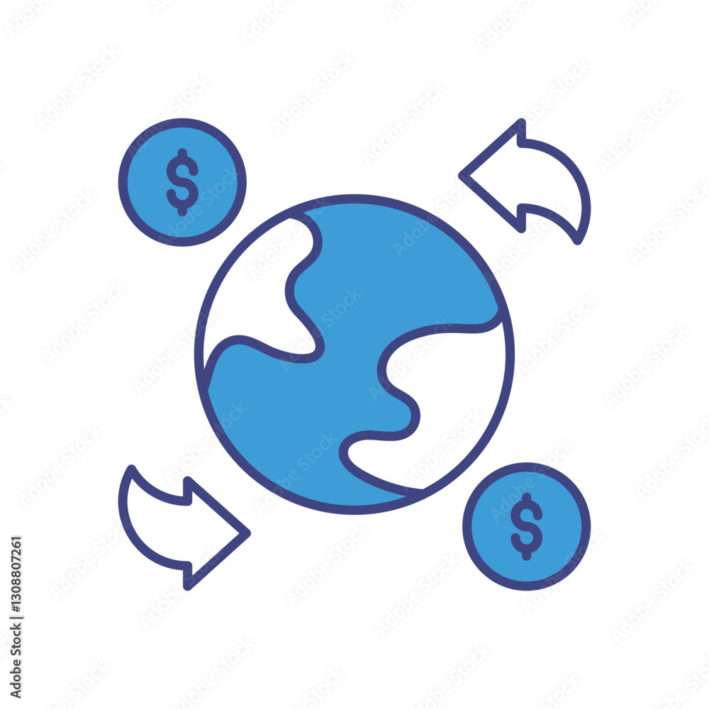International Transfer icon vector stock illustration