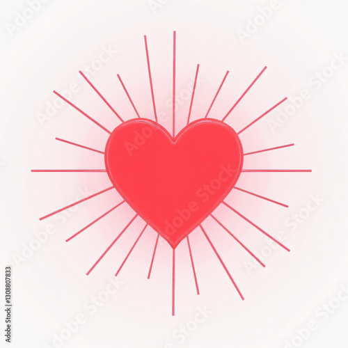 a simple geometric heart icon with thin red lines extending outward representing the circulatory system