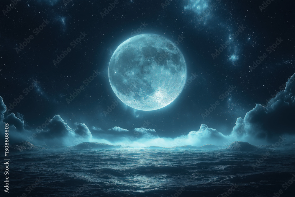 Fototapeta premium A cosmic planet background, dramatic and artistic, design theme.