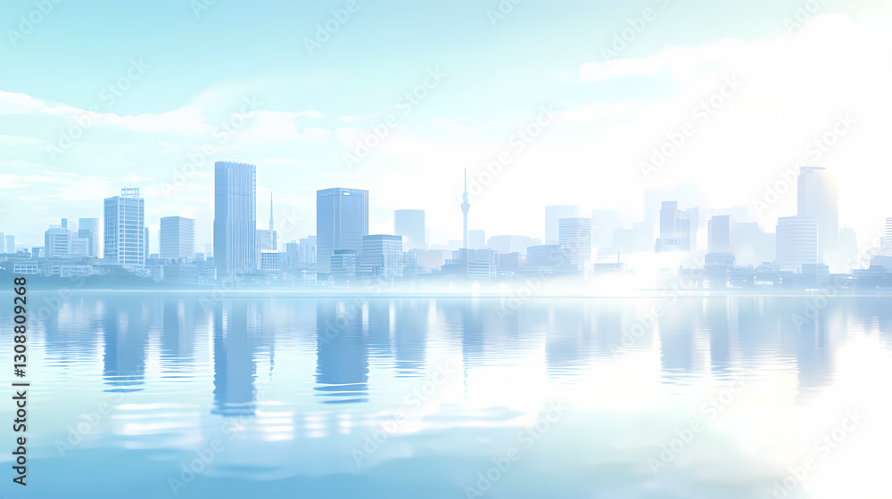 Fototapeta premium Future city water reflection