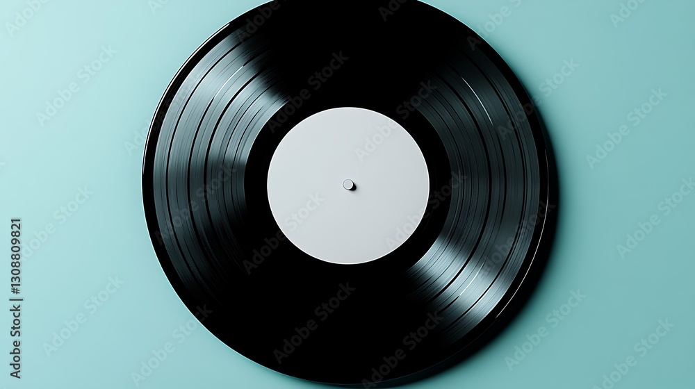 Obraz premium Vinyl record, blue background, music, retro