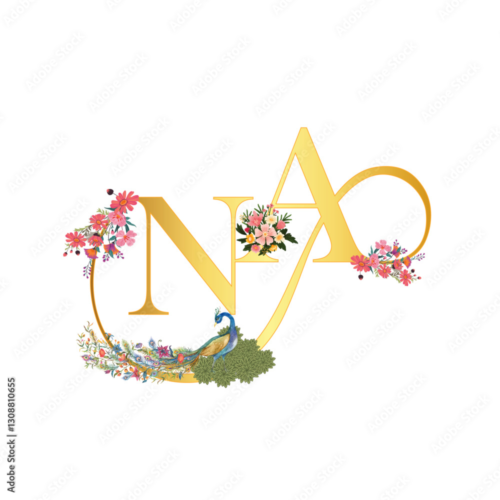 Fototapeta premium Pichhwai Theme NA Wedding Monogram