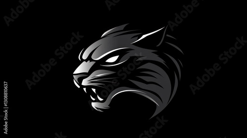 Wallpaper Mural Black Panther Head, fierce, dark background, logo design Torontodigital.ca