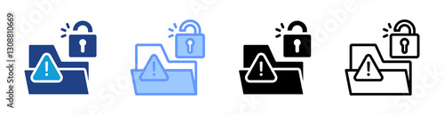 Data Breach icon set multiple style collection