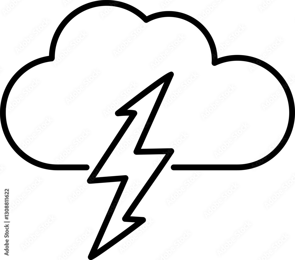 Lightning under Cloud Outline Icon for Graphic and Web Design, Apps, Adverts, Various Cards Lightning under Cloud Outline Icon for Graphic and Web Design, Apps, Adverts, Various Cards