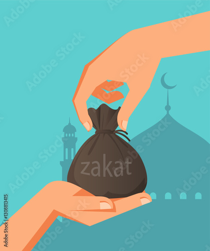 Ramadan payment zakat concept vector illustration