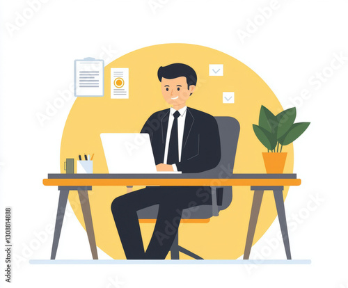 business man working on lap...