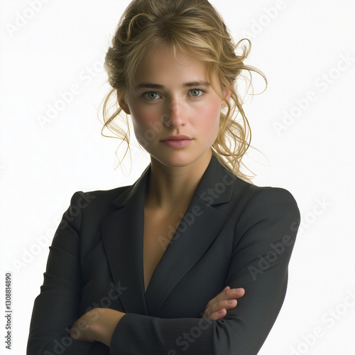 blonde business woman isolated