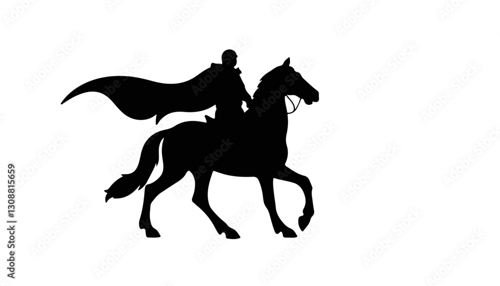 Silhouette of a rider on a horse in motion