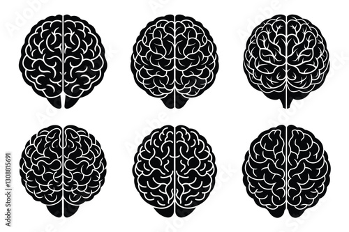 set of Human head brain silhouette Vector with Abstract Thinking and Psychology Concept