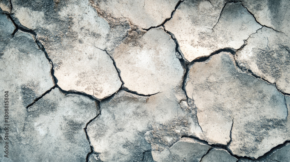 Fototapeta premium Cracked earth texture: drought pattern and weathered soil surface