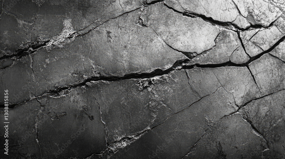 Obraz premium Dark cracked concrete surface with weathered texture