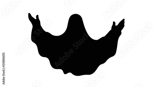 Silhouette of ghost figure with raised arms
