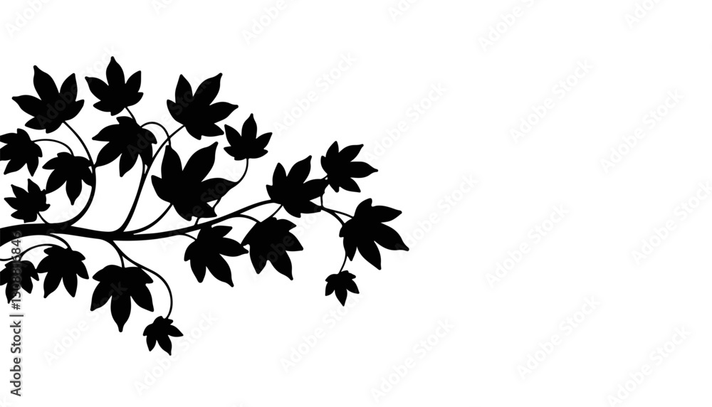 Naklejka premium Silhouette of leaves against a white background