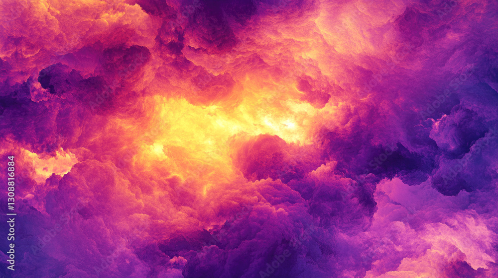 Vivid purple and yellow abstract cloudscape in a dramatic sky Vivid purple and yellow abstract cloudscape in a dramatic sky