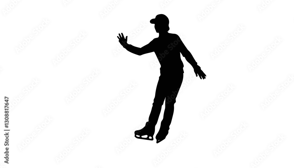 Obraz premium Skater performing on ice in silhouette