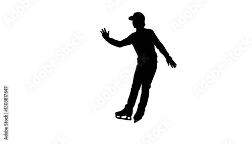 Skater performing on ice in silhouette