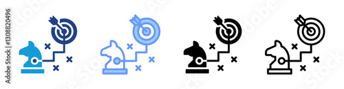 Strategy icon set multiple style collection