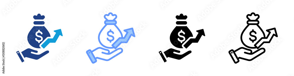 Revenue icon set multiple style collection Revenue icon set multiple style collection