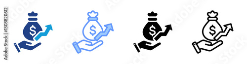 Revenue icon set multiple style collection
