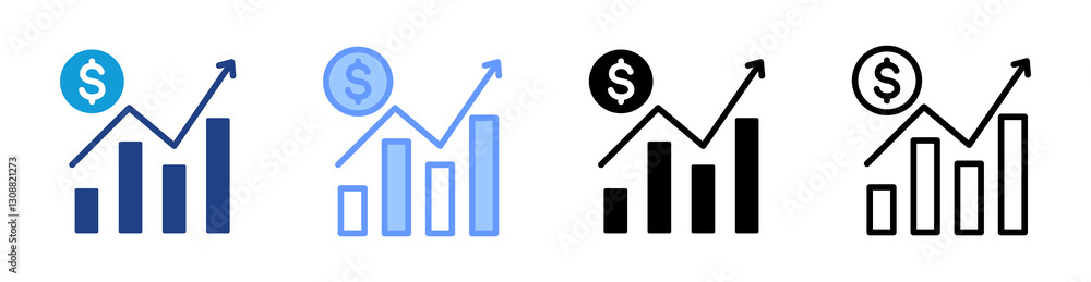 Economic Trend icon set multiple style collection Economic Trend icon set multiple style collection